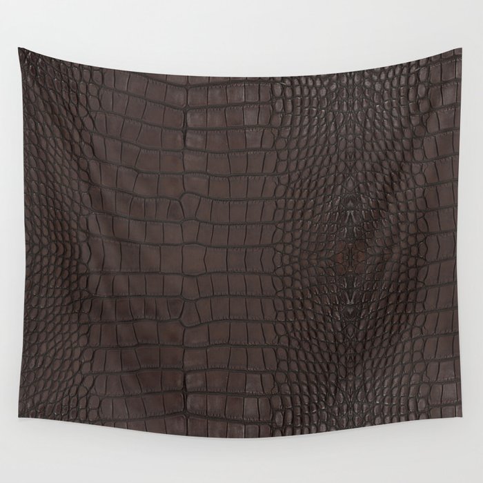 Alligator Brown Leather Print Wall Tapestry