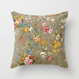 Dreamy Floral Marble End Paper 1788 William Kilburn Throw Pillow