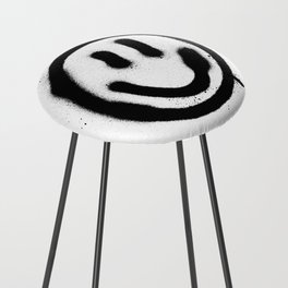 graffiti smiling face emoticon in black on white Counter Stool