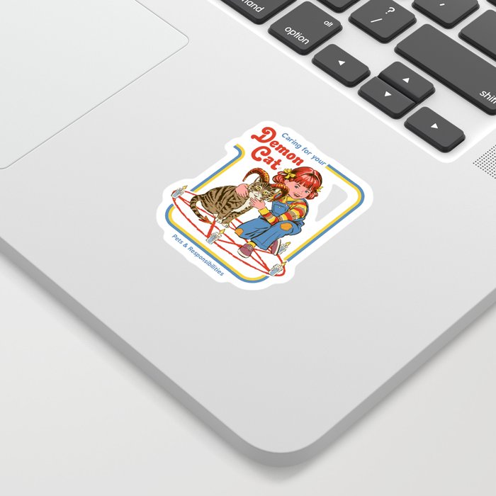 Caring For Your Demon Cat Sticker By Stevenrhodes Society6