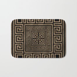 Greek Key Ornament - Greek Meander -Gold on Black Bath Mat