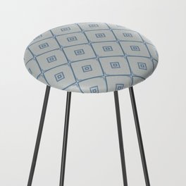 Grey Blue Square Pattern Counter Stool