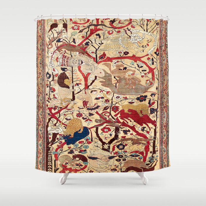 Heriz Azerbaijan Northwest Persian Silk Animal Rug Print Shower Curtain