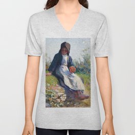 Young Breton Girl, Study (Sunshine), 1889 by Edward Henry Potthast V Neck T Shirt