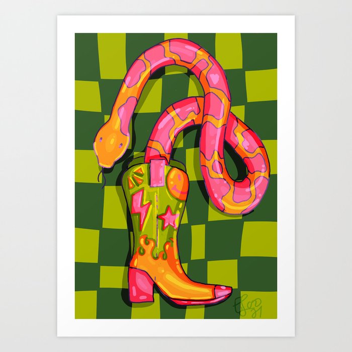 snake in my boot  Art Print