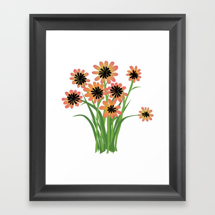 Brightly Colored Orange Flowers Framed Art Print