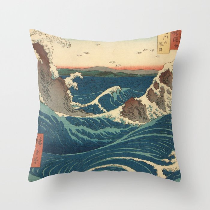 Vintage poster - Japanese Wave Throw Pillow