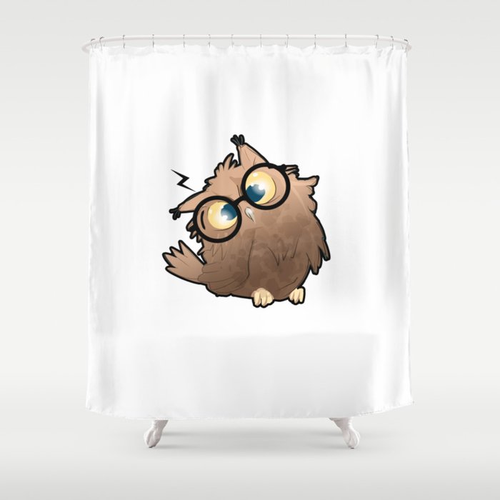 Cute Magical Owl with Eyeglasses Shower Curtain
