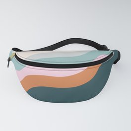 Abstract Diagonal Waves in Teal, Terracotta, and Pink Fanny Pack