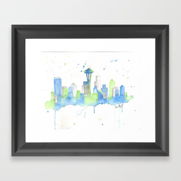 Seattle Washington Skyline Framed Art Print