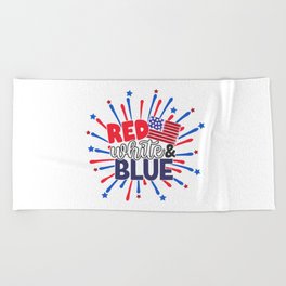 Red White Blue Independence Day Beach Towel