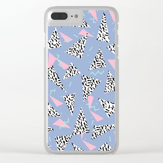 Trendy triangles geometric pop pattern pink black and white minimal gifts Clear iPhone Case