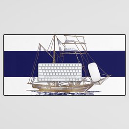 Nautical,marine,sealife,ocean,sail,ships pattern  Desk Mat