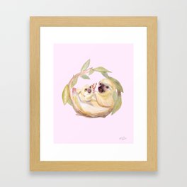Mama and Baby Sloth - Rose Framed Art Print