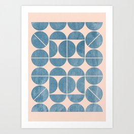 Mid Century Modern Geometric Popping Lil' Blues Art Print