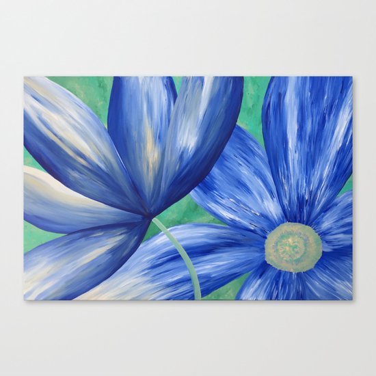Large Blue Flowers Canvas Print