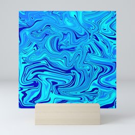 Different Shades of Blue Digital Fluid Art Mini Art Print