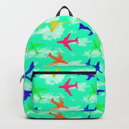 seamless pattern with multicolor airplane silhouettes Backpack