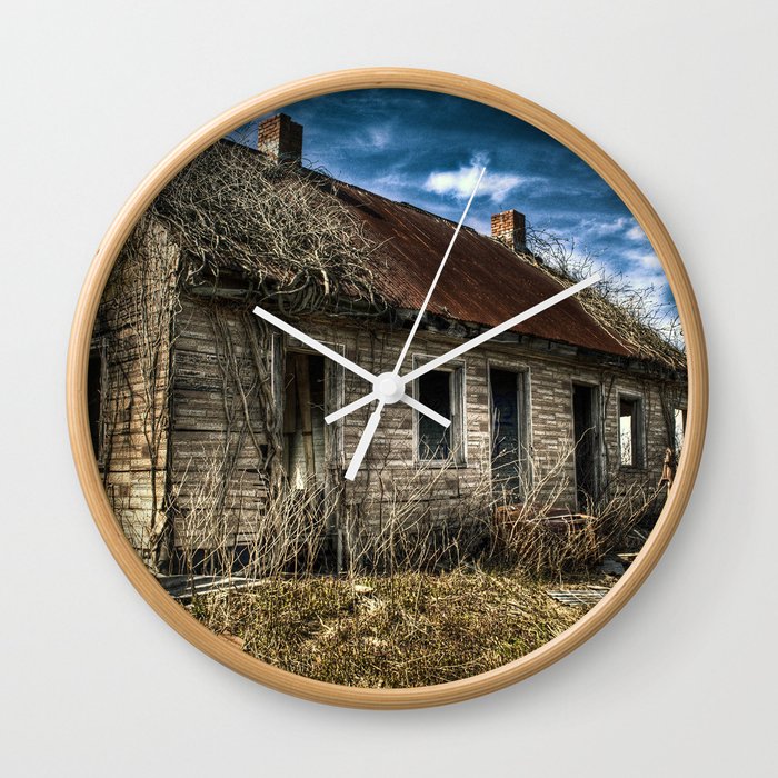 Abandoned Farm Building Wall Clock