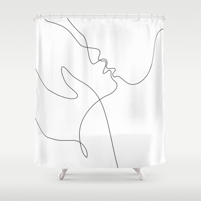 Line art drawing - minimalist kiss. Shower Curtain