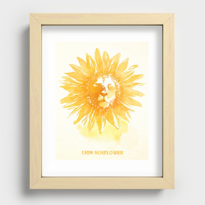 Lion Sunflower Recessed Framed Print