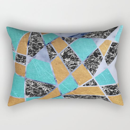 Abstract #444 Marble & Jade Rectangular Pillow