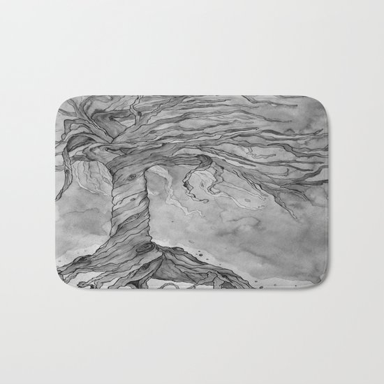 Tree of Life (Grey Scale) Bath Mat