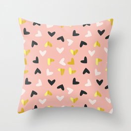 Heart pattern gold and rose Throw Pillow