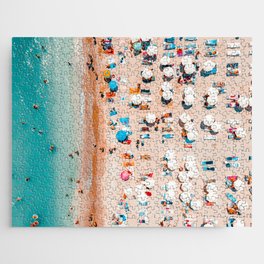 People On Beach, Aerial Beach Drone Photography, Summer Vibes Photography, Ocean Wall Art Print, Sea Art Print Jigsaw Puzzle