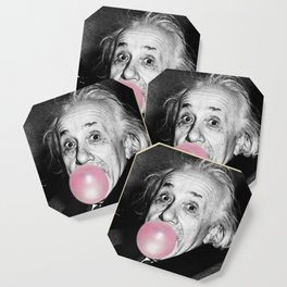 Satirical Bubble Gum Albert Einstein humour photography photograph blowing bubble gum bubble poster Coaster