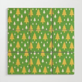 Christmas Pattern Tree Green Yellow Wood Wall Art