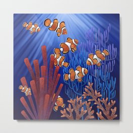 Clown Fish tank Metal Print | Fishes, Fishtank, Marinenavy, Blueorange, Sealife, Aquarium, Ruta13Art, Summercottage, Savetheocean, Underwaterlove 