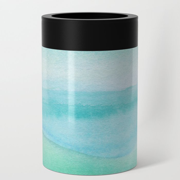 Ocean Layers - Blue Green Watercolor Can Cooler