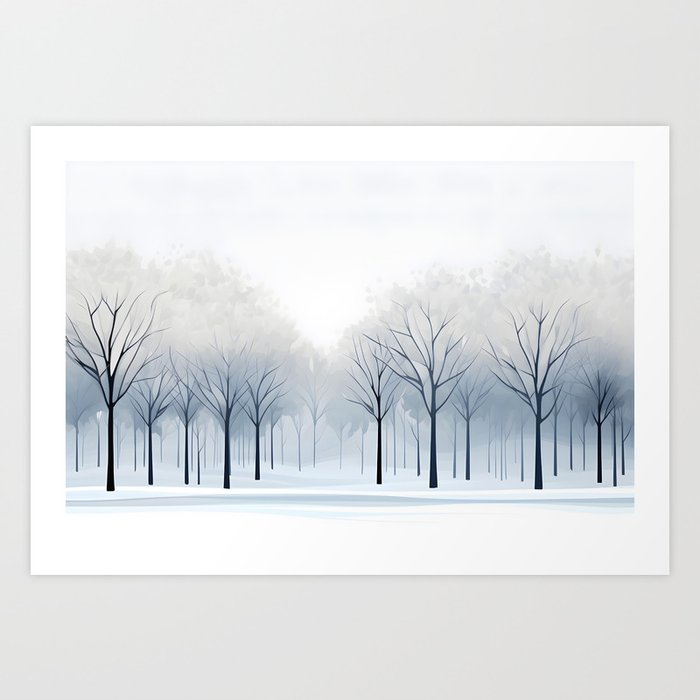 minimal modern winter trees Art Print