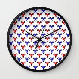 Finger Spinner Polka Dot Red and Blue Pattern Wall Clock