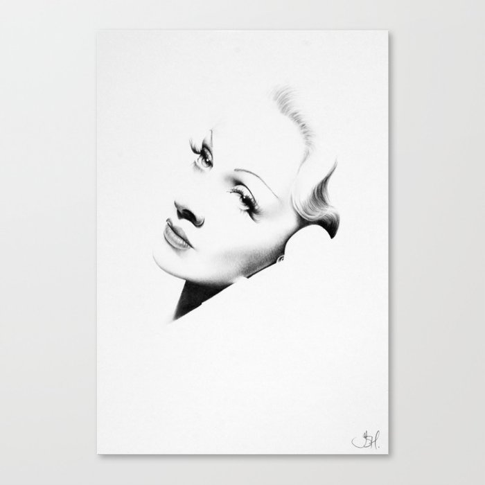 Marlene Dietrich Minimal Portrait Canvas Print