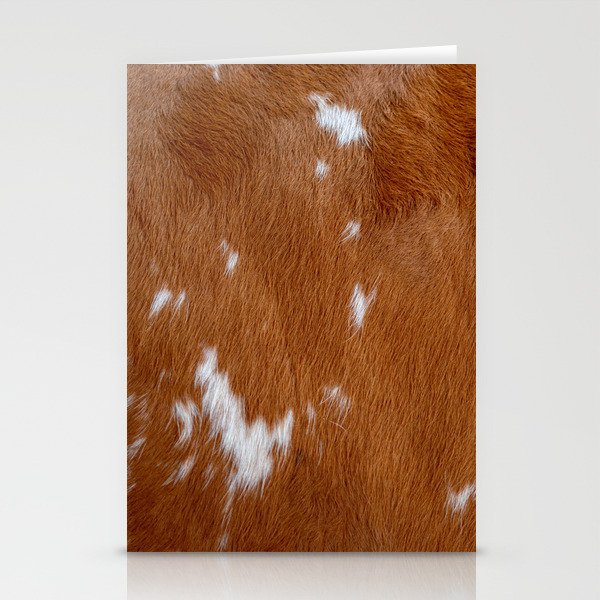 Brown and White Cow Skin Print Pattern Modern, Cowhide Faux Leather Stationery Cards