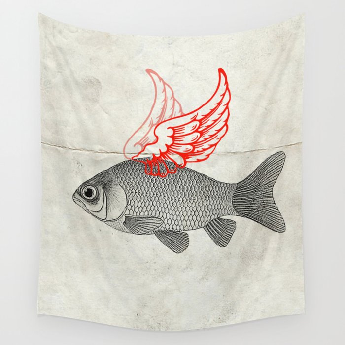 Flying Goldfish Wall Tapestry