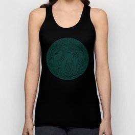 Botanical Elephant Block Print - textured green circle Tank Top