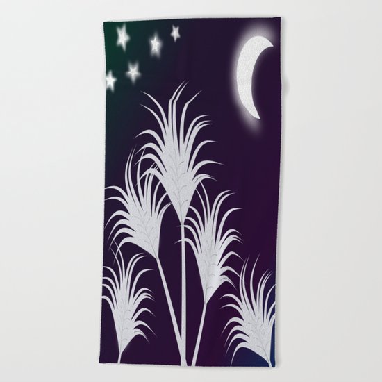 Palms at Night Beach Towel