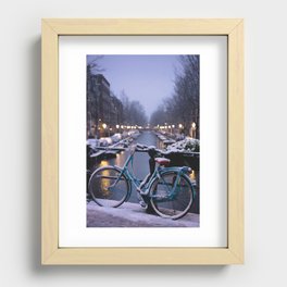 Amsterdam Bike in the Snow Recessed Framed Print