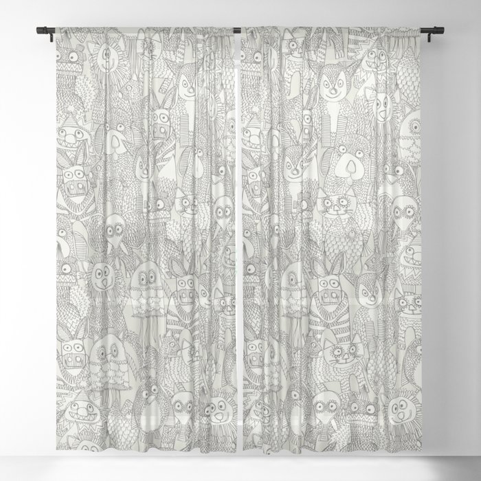 pencil pinatas ivory Sheer Curtain