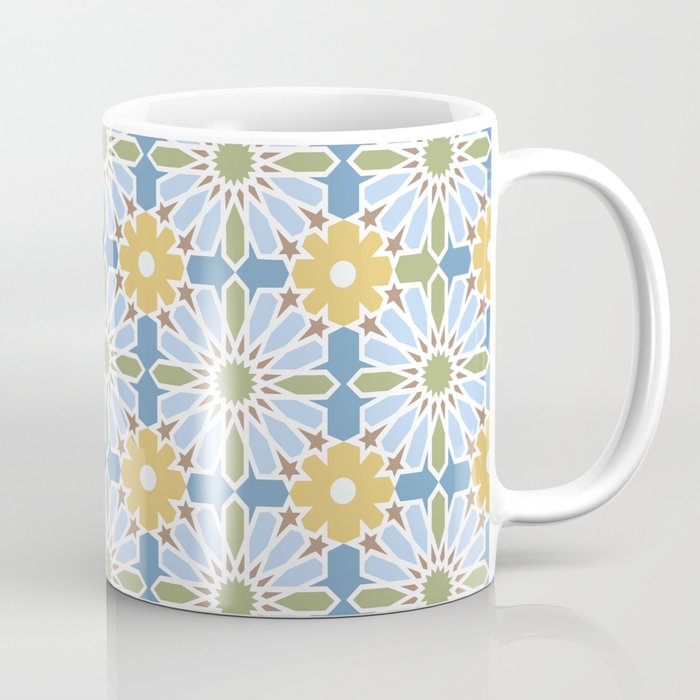 Blue and Yellow Flowers ARABIC TILES Coffee Mug