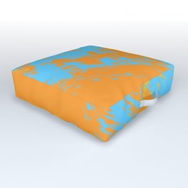 Brush - Abstract Colourful Art Design in Yellow Blue and Orange Outdoor Floor Cushion