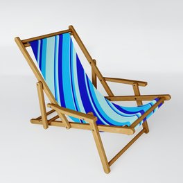 [ Thumbnail: Turquoise, Blue, and Deep Sky Blue Colored Pattern of Stripes Sling Chair ]