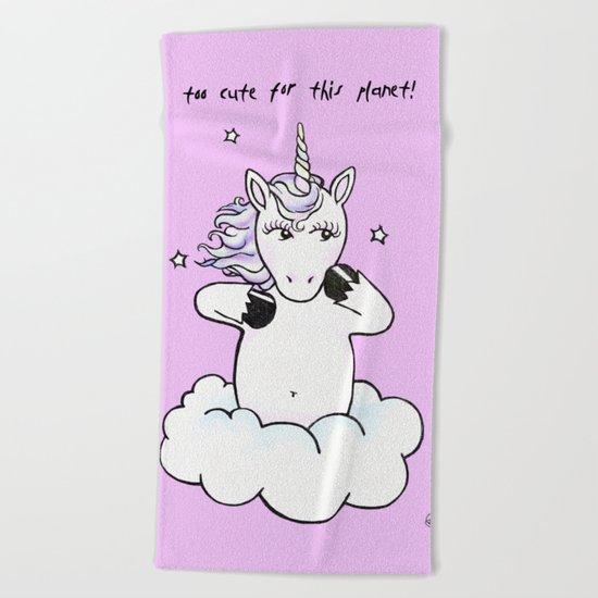 too cute for this planet (pink/rose) Beach Towel