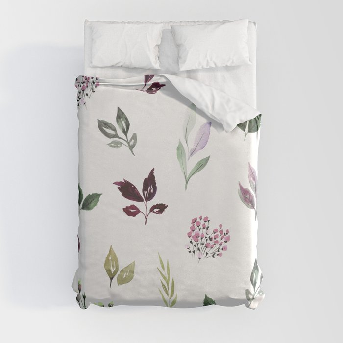 Tiny watercolor leaves Duvet Cover