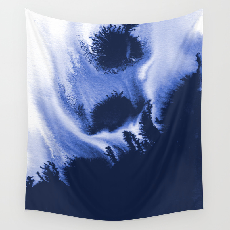 Jesla Abstract Watercolor Indigo Blue Painting Modern Home Decor Gifts Wall Tapestry By Charlottewinter Society6