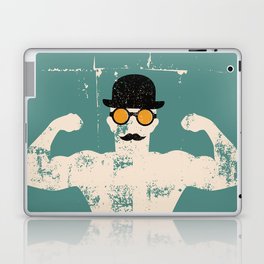 a cool strong man with a mustache Laptop Skin