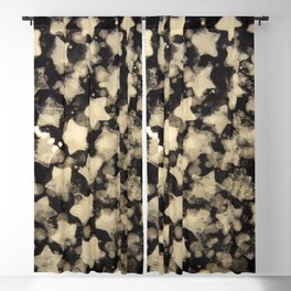 Bleached Distressed Stars on a Black Background Blackout Curtain